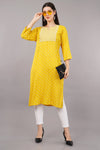 Printed Straight Kurta with Contrast Panel