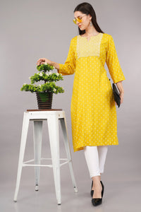 Printed Straight Kurta with Contrast Panel