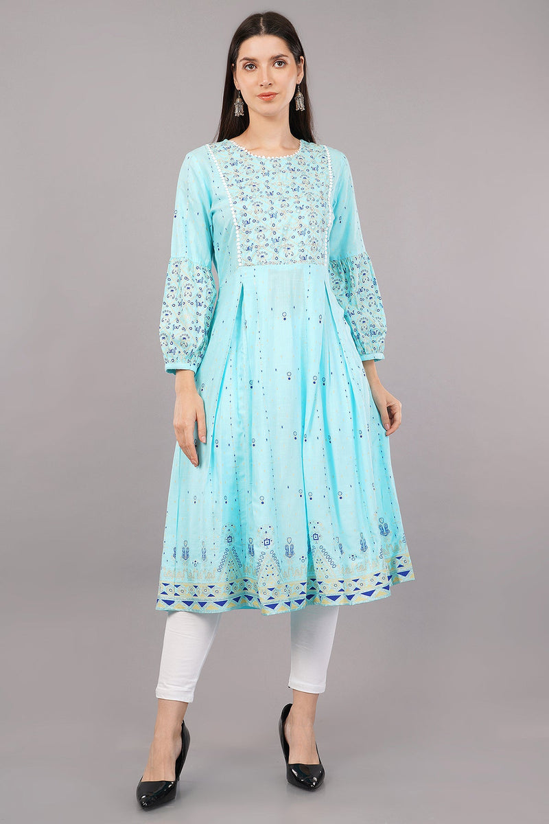 Embroidered Yoke A-Line Dress