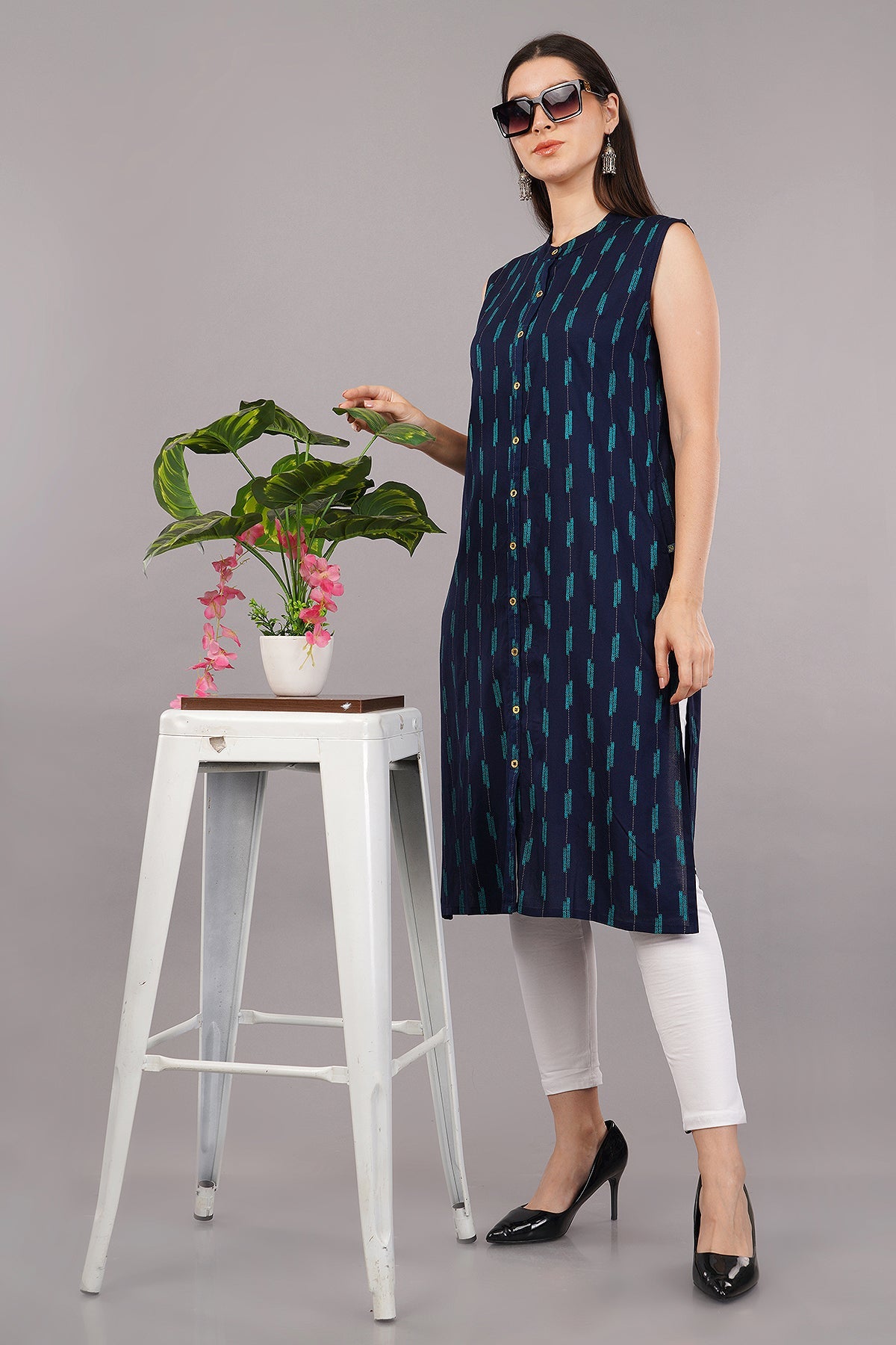 Geometric Print Straight Kurta