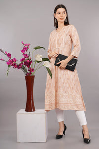 Glitter Print V-Neck A-Line Kurta