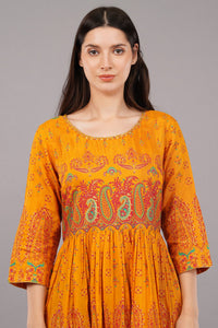 Murtard Indie Dress With Embellished Neckline