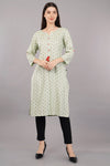 Floral Print Kurta with Notched Neckline