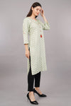 Floral Print Kurta with Notched Neckline