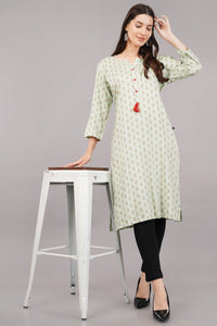 Floral Print Kurta with Notched Neckline