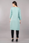 V-Neck Straight Kurta with Embroidered Neckline