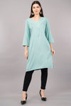 V-Neck Straight Kurta with Embroidered Neckline