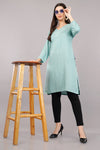 V-Neck Straight Kurta with Embroidered Neckline