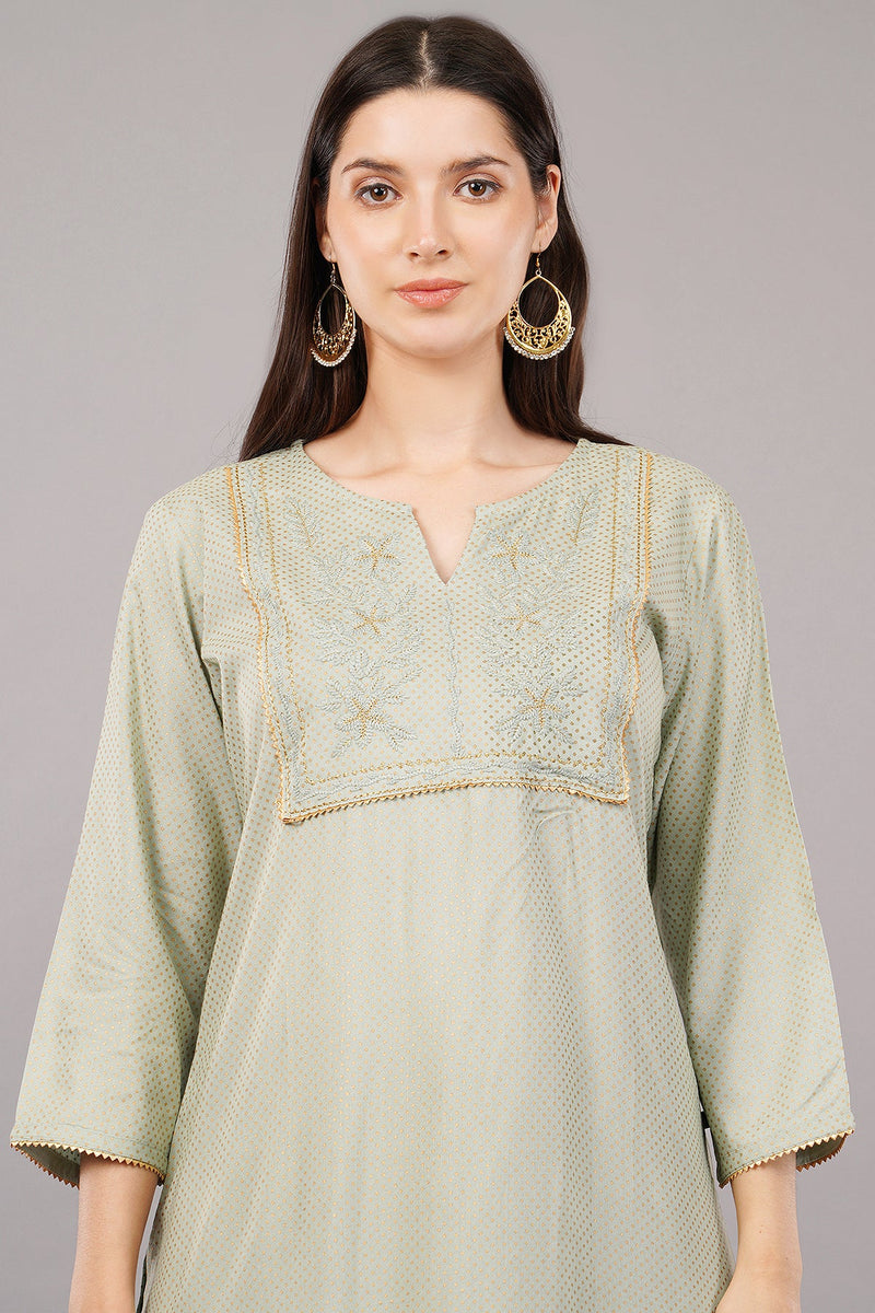 Embroidered Yoke Straight Kurta