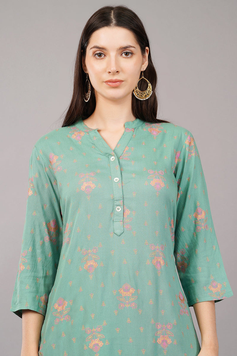 Floral Butta Print Straight Kurta