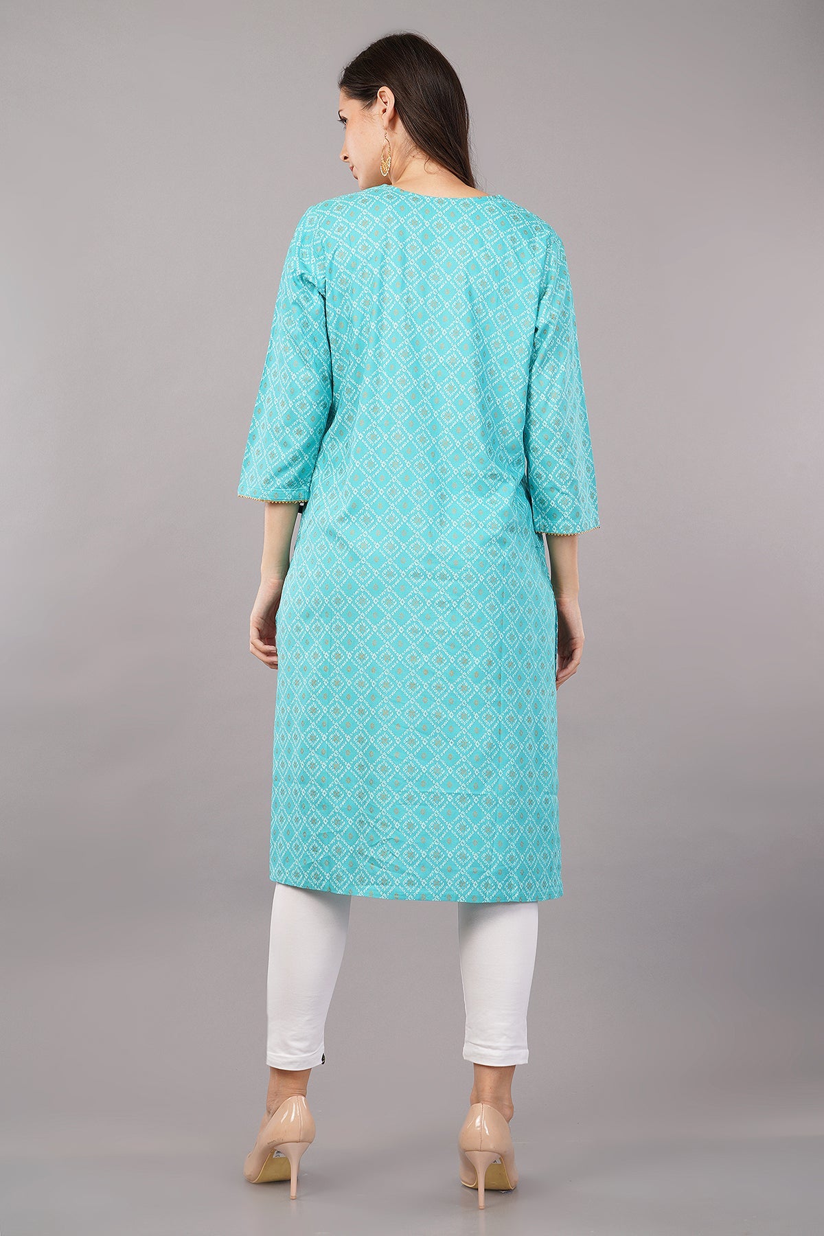 Printed Straight Kurta with Notched Neckline