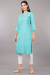 Printed Straight Kurta with Notched Neckline