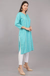 Printed Straight Kurta with Notched Neckline