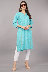 Printed Straight Kurta with Notched Neckline