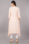 Women's Peach Viscose Embroidered Kurta