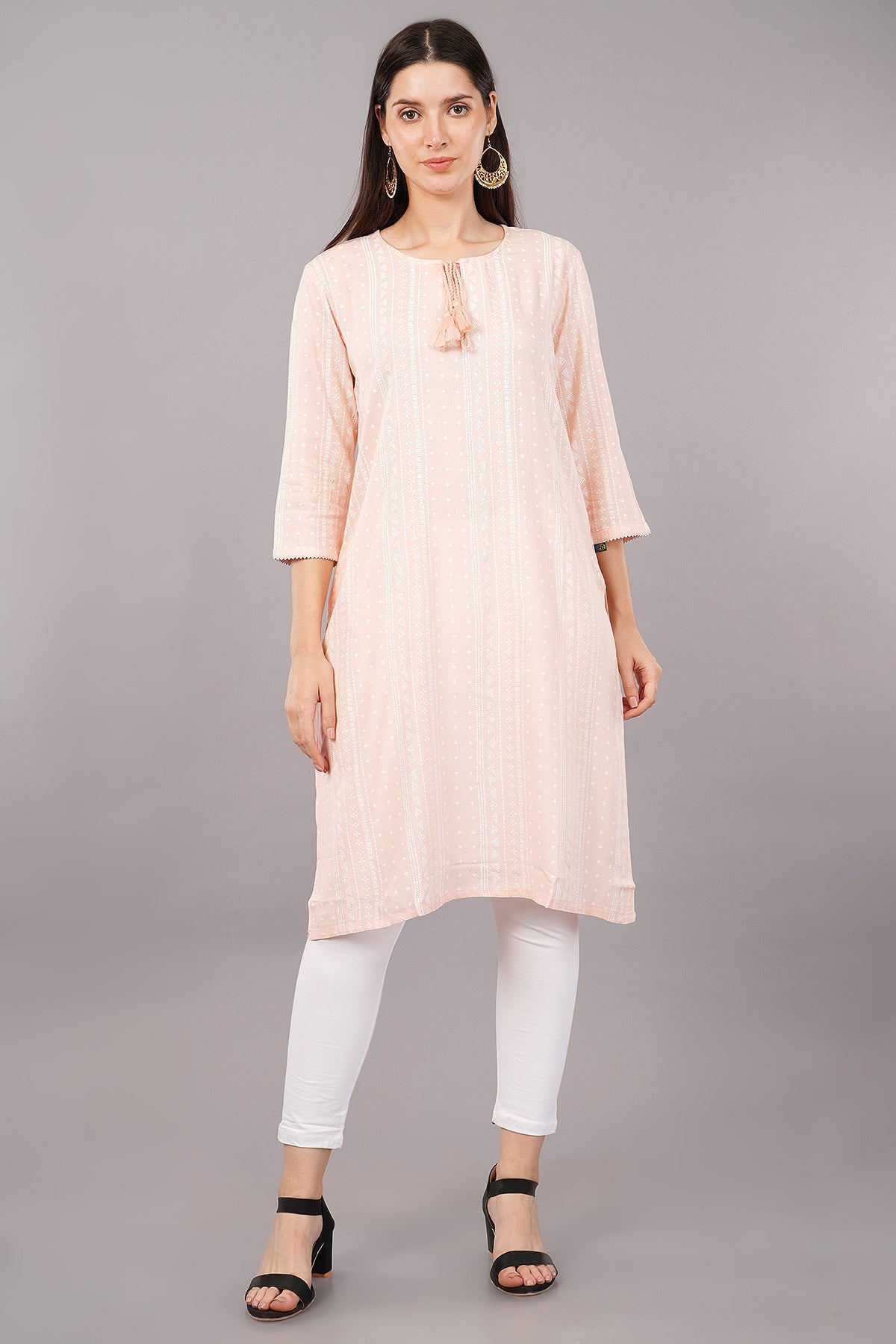 Printed Round-Neck Straight Kurta