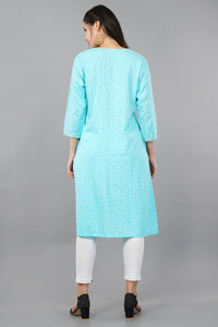 Printed Round-Neck Straight Kurta