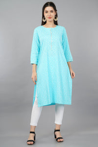 Printed Round-Neck Straight Kurta