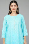 Printed Round-Neck Straight Kurta