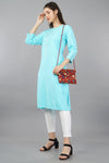 Printed Round-Neck Straight Kurta