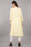 Women's Yellow Viscose Embroidered Kurta