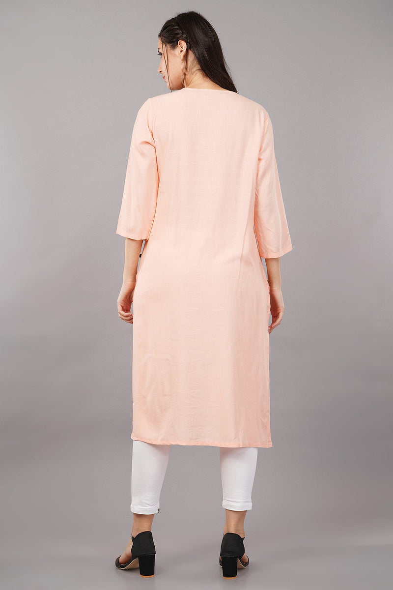 Straight Kurta with Mirror Embroidery