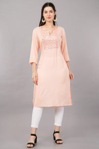 Straight Kurta with Mirror Embroidery