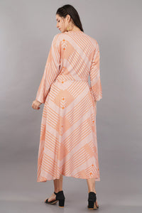 Dusty Pink Matrix Printed Circular Shirt Dress with Belt