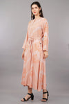 Dusty Pink Matrix Printed Circular Shirt Dress with Belt