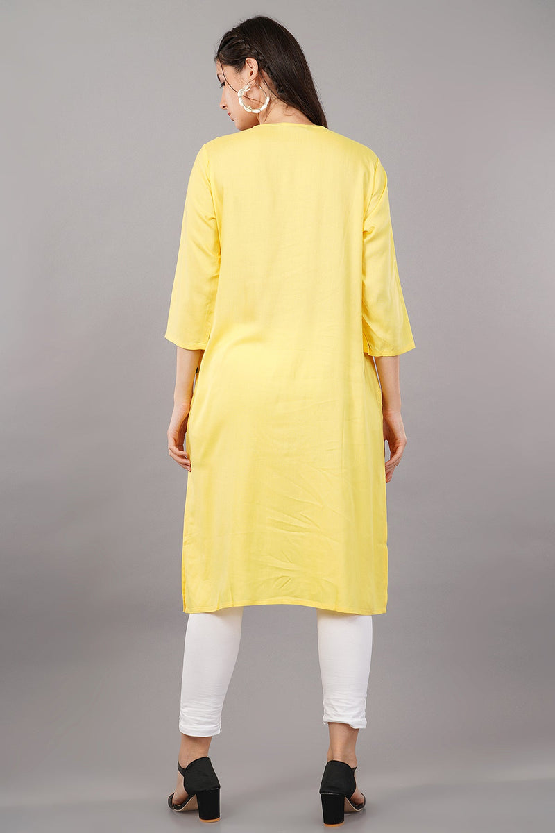 Straight Kurta with Embroidered Yoke