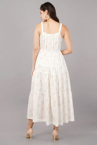 Bombay Paisley White Printed Tiered Boho Dress