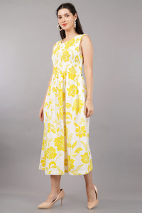 Bombay Paisley Yellow Floral-Patterned Dress