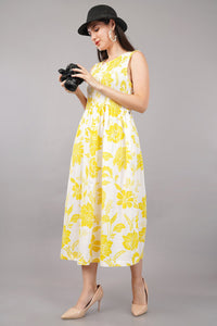 Bombay Paisley Yellow Floral-Patterned Dress