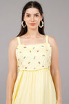 Yellow Embroidered A-Line Midi Dress