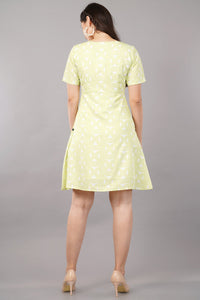 Printed Round Neck Polyester Women's Short Dress