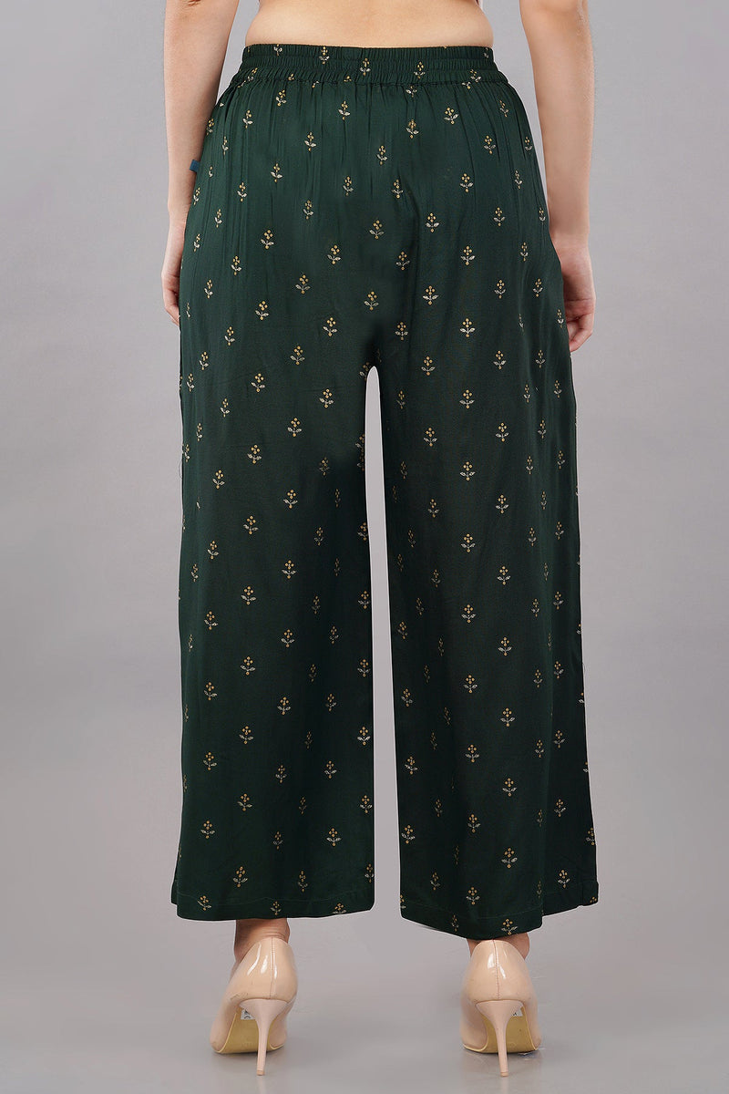 Women's Green Rayon Printed Palazzo