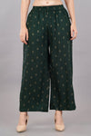 Women's Green Rayon Printed Palazzo