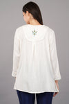 Aqua Solid Flared Embroidered Top