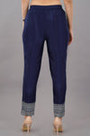 Women's Navy Blue Viscose Printed Pant