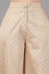 Beige Geometric Print Flared Trouser