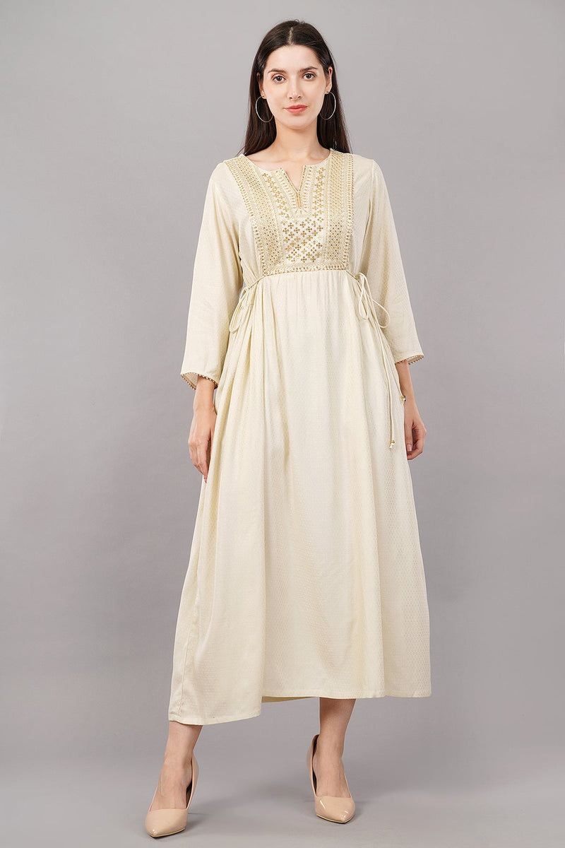 Flared Kurta with Embroidered Yoke