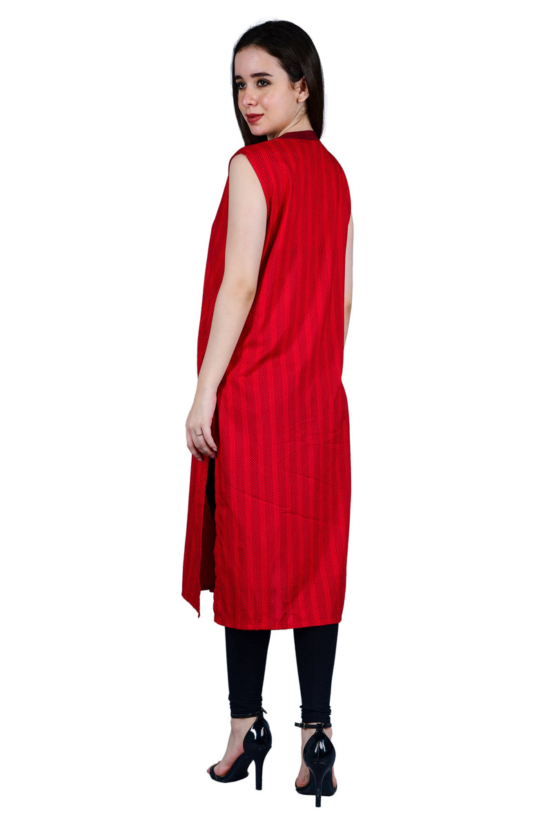 Striped Sleeveless Straight Kurta