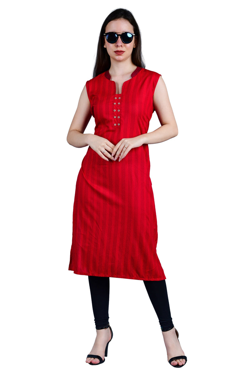 Striped Sleeveless Straight Kurta