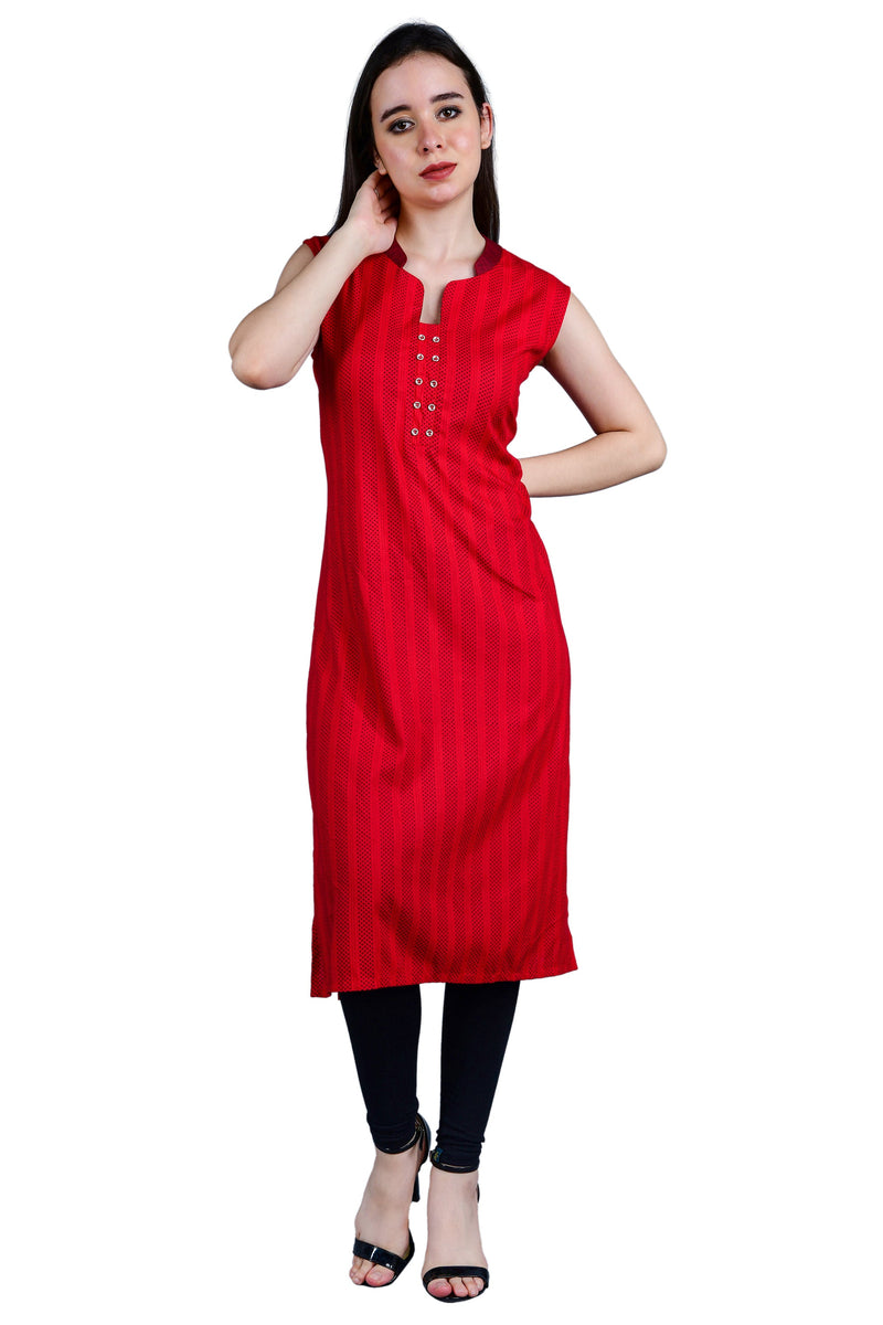 Striped Sleeveless Straight Kurta