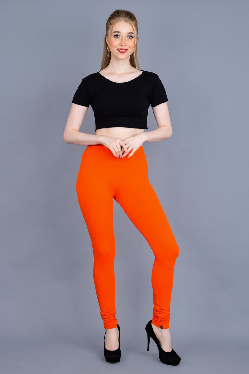 Shruthi Stretch Churidar Leggings || DARK ORANGE