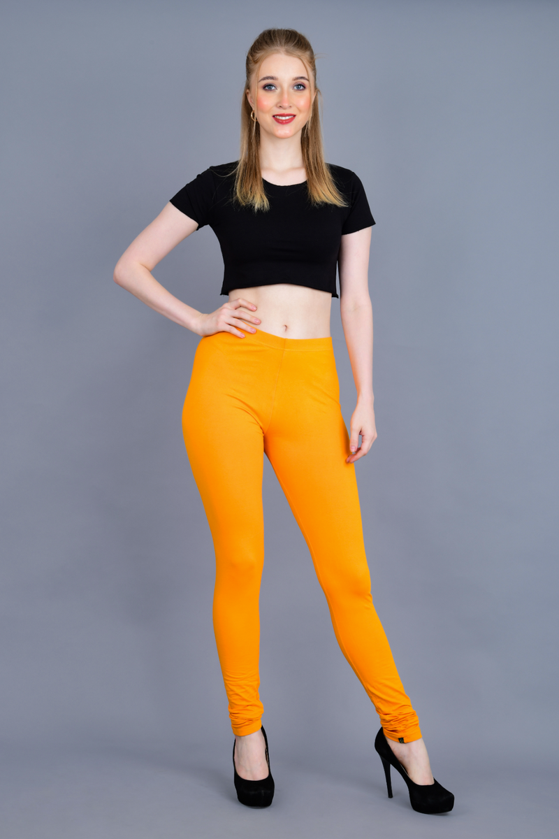 Shruthi Stretch Churidar Leggings || MANGO YELLOW